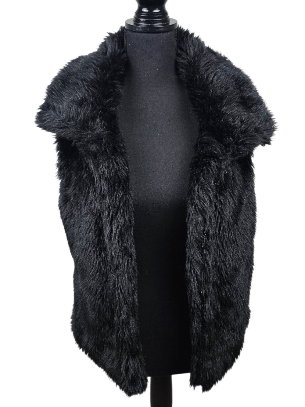 Black Faux Fur Sleeveless Vest by